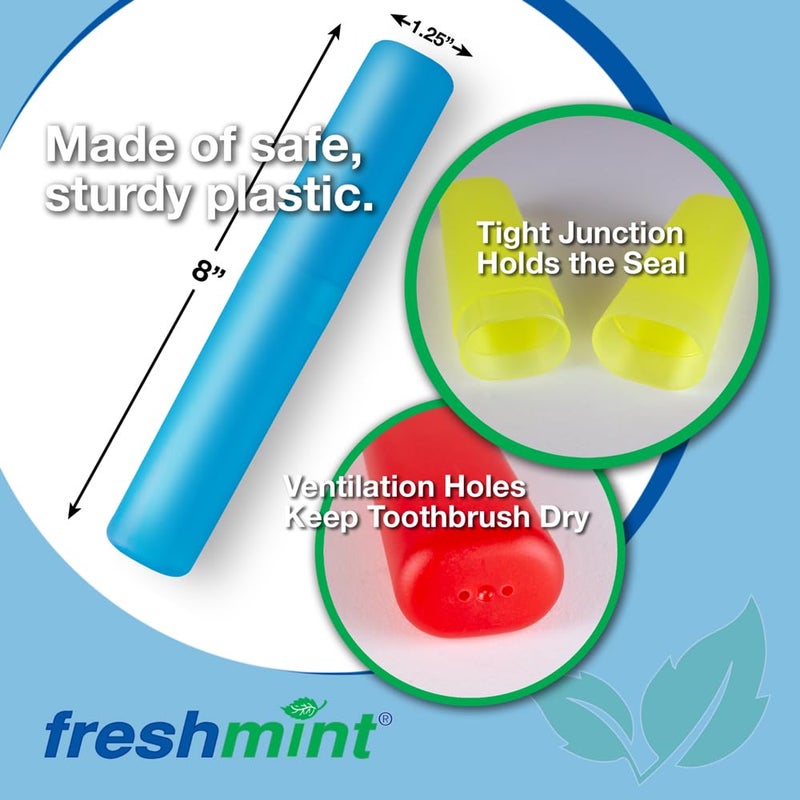 Freshmint (Pack of 100) Freshmint Toothbrush 2 Piece Holder Individually Wrapped Variety of Colors (Yellow, Blue, Clear, Red) - Image 4